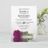 Invitation Mariage Élégant Rose Cassis Violet À Longues Pierr (Debout devant)