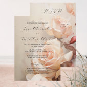 Invitation Mariage Élégant Rose D'Été Avec RSVP