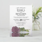 Invitation Mariage Élégant Rose Dusty Mauve, Long-Stemmed (Debout devant)