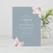 Invitation Mariage élégant rose et bleu roux (Debout devant)