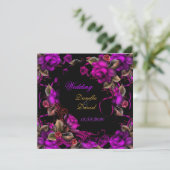 Invitation Mariage Élégant Rose Fuchsia Noir (Debout devant)