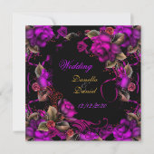 Invitation Mariage Élégant Rose Fuchsia Noir (Devant)