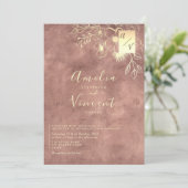 Invitation Mariage Élégant Rose Gold (Debout devant)