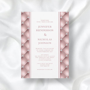 Invitation Mariage Élégant Rose Gold Diamant Toilé