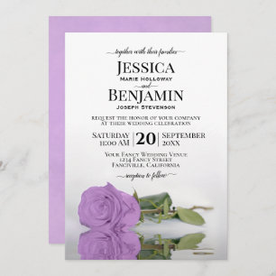 Invitation Mariage Élégant Rose Lilac Violet Long-Stemmed