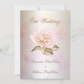 Invitation Mariage Élégant Rose Marbre Crème (Devant)