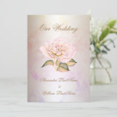 Invitation Mariage Élégant Rose Marbre Crème (Debout devant)