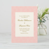 Mariage Élégant Rose Pâle Damassé Orné Vintage