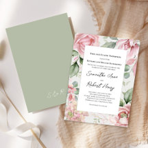 Mariage Élégant Rose Pâle Floral Vert
