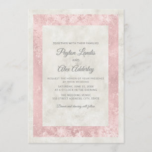 Invitation Mariage Élégant Rose Pâle Ivoire Crème