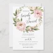 Invitation Mariage élégant rose Pêche Florale (Devant)