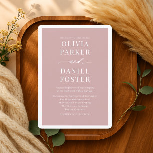Invitation Mariage Élégant Rose Poussiéreux Romantique Minima