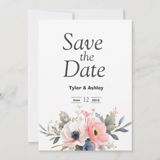 Invitation Mariage Élégant Rose Rouge & Rose Boho (Devant)