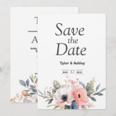 Invitation Mariage Élégant Rose Rouge & Rose Boho (Devant / Derrière)