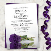Invitation Mariage Élégant Rose Royal Purple, Long Stemmed