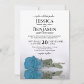 Invitation Mariage élégant Rose Sky Blue à longue tige (Devant)