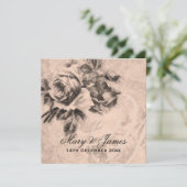 Invitation Mariage Élégant Roses Vintage Sépia (Debout devant)