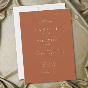 Invitation Mariage Élégant Rouille Terracotta Minimaliste
