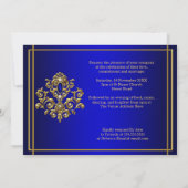 Invitation Mariage Elegant Royal Blue Gold Jewel (Dos)