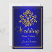 Invitation Mariage Elegant Royal Blue Gold Jewel 2 (Devant)