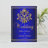 Invitation Mariage Elegant Royal Blue Gold Jewel 2 (Debout devant)