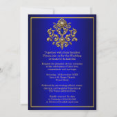 Invitation Mariage Elegant Royal Blue Gold Jewel 2 (Dos)