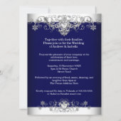 Invitation Mariage Elégant Royal Blue Silver Diamond Hearts (Dos)