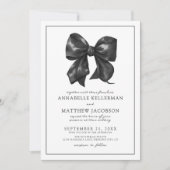 Invitation Mariage Élégant Ruban Noir (Devant)