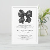 Invitation Mariage Élégant Ruban Noir (Debout devant)