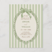 Invitation Mariage élégant ruban vert vintage (Devant)