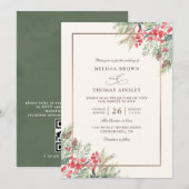 Invitation Mariage Élégant Rustique à Code QR Budget Aquarell (Devant / Derrière)