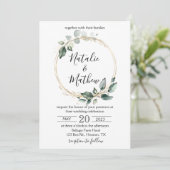 Invitation Mariage Élégant Rustique avec Feuillage de Eucalyp (Debout devant)