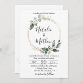 Invitation Mariage Élégant Rustique avec Feuilles de Eucalypt (Devant / Derrière)