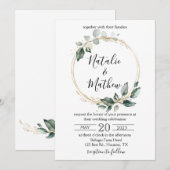Invitation Mariage Élégant Rustique avec Feuilles d'Eucalyptu (Devant / Derrière)