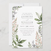 Invitation Mariage Élégant Rustique Code QR Fleurs Sauvages d (Devant)