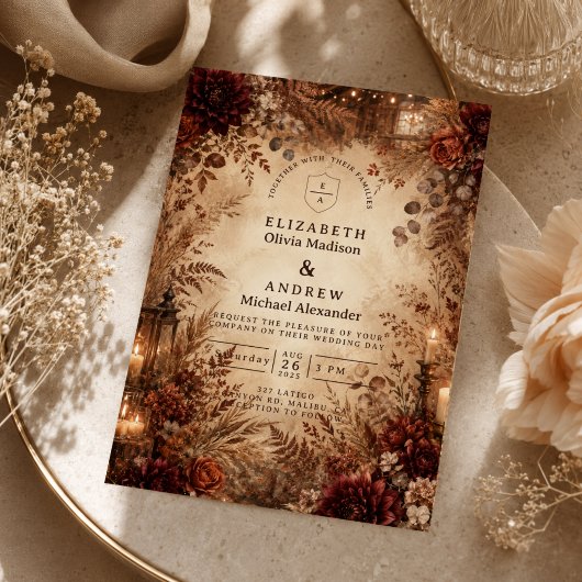 Invitation Mariage Élégant Rustique d'Automne