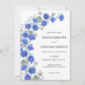 Invitation Mariage Élégant Rustique Moderne Bleu Et Blanc (Devant)