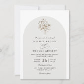 Invitation Mariage Élégant Rustique Monogramme Floral Code QR (Devant)