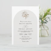 Invitation Mariage Élégant Rustique Monogramme Floral Code QR (Debout devant)