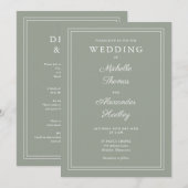 Invitation Mariage Élégant Sage Vert Tout En Un (Devant / Derrière)