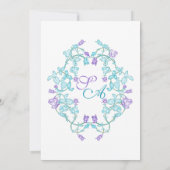 Invitation Mariage Élégant Sarcelle Et Violet (Dos)