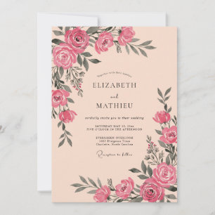 Invitation Mariage Élégant Saumon Raffiné