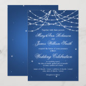Invitation Mariage élégant scintillant bleu de cordon (Devant / Derrière)
