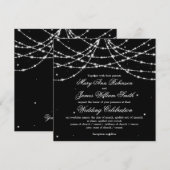 Invitation Mariage élégant scintillant noir de ficelle (Devant / Derrière)