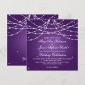 Invitation Mariage élégant scintillant violet en guirlande (Devant / Derrière)