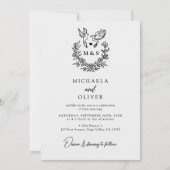 Invitation Mariage Élégant Script Colombes Botaniques Minimal (Devant)