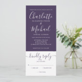Invitation Mariage Élégant Script Violet Tout En Un (Debout devant)