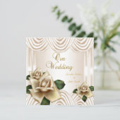 Invitation Mariage élégant Sepia Cream Rose beige (Debout devant)