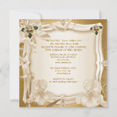 Invitation Mariage élégant Sepia Cream Roses d'or (Dos)