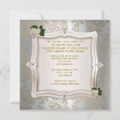 Invitation Mariage élégant Sepia White Roses Argent (Dos)
